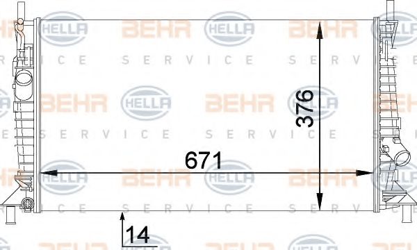 8MK 376 764-281 BEHR+HELLA+SERVICE Kühler, Motorkühlung