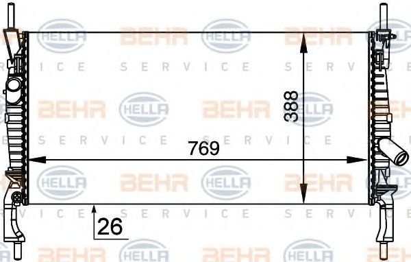 8MK 376 764-411 BEHR+HELLA+SERVICE Cooling System Radiator, engine cooling