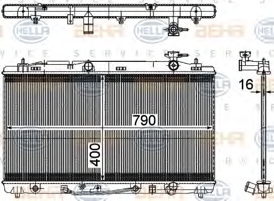 8MK 376 764-781 BEHR+HELLA+SERVICE Radiator, engine cooling