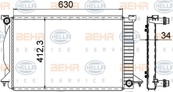 8MK 376 766-334 BEHR+HELLA+SERVICE Radiator, engine cooling
