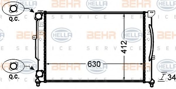 8MK 376 766-354 BEHR+HELLA+SERVICE Radiator, engine cooling