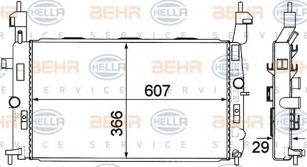 8MK 376 771-221 BEHR+HELLA+SERVICE Radiator, engine cooling