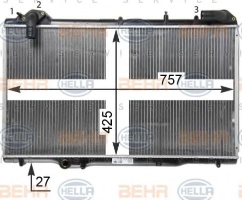8MK 376 771-681 BEHR+HELLA+SERVICE Cooling System Radiator, engine cooling