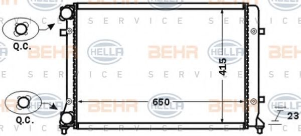 8MK 376 774-011 BEHR+HELLA+SERVICE Radiator, engine cooling