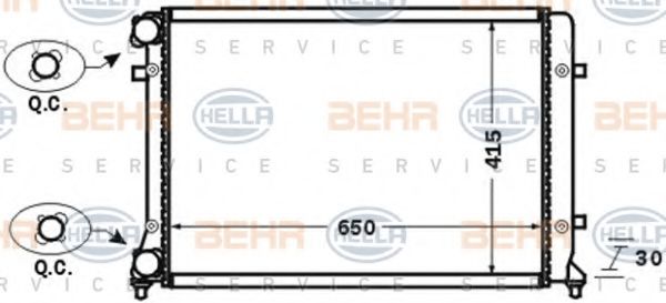 8MK 376 774-021 BEHR+HELLA+SERVICE Kühler, Motorkühlung