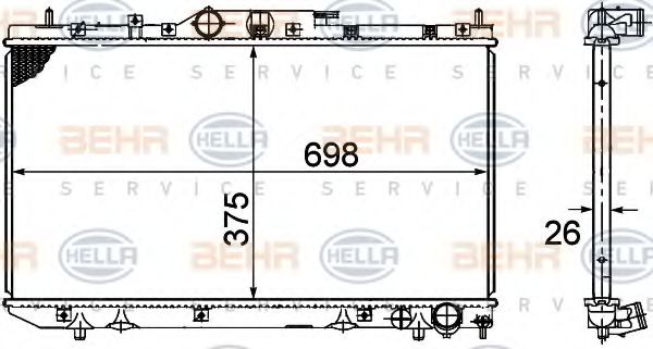 8MK 376 781-051 BEHR+HELLA+SERVICE Cooling System Radiator, engine cooling