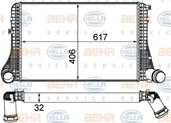 8ML 376 787-621 BEHR+HELLA+SERVICE Intercooler, charger