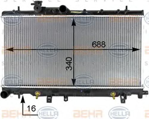8MK 376 787-661 BEHR+HELLA+SERVICE Radiator, engine cooling