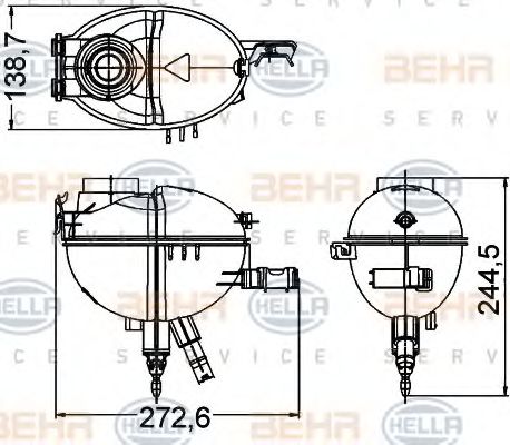 8MA 376 789-771 BEHR+HELLA+SERVICE Cooling System Expansion Tank, coolant