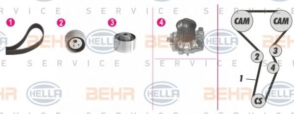 8MP 376 809-801 BEHR+HELLA+SERVICE Cooling System Water Pump & Timing Belt Kit