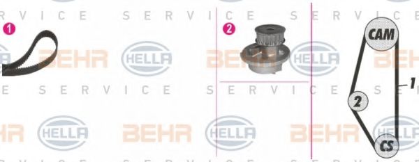 8MP 376 814-891 BEHR+HELLA+SERVICE Cooling System Water Pump & Timing Belt Kit