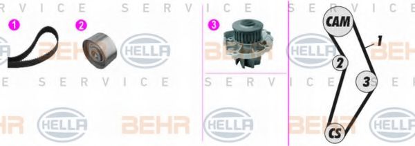 8MP 376 817-801 BEHR+HELLA+SERVICE Belt Drive Tensioner Pulley, timing belt