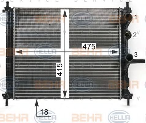8MK 376 900-094 BEHR+HELLA+SERVICE Cooling System Radiator, engine cooling
