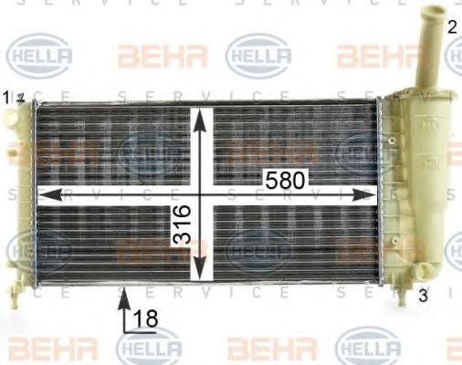 8MK 376 900-101 BEHR+HELLA+SERVICE Radiator, engine cooling