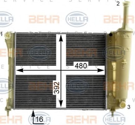8MK 376 900-221 BEHR+HELLA+SERVICE Radiator, engine cooling