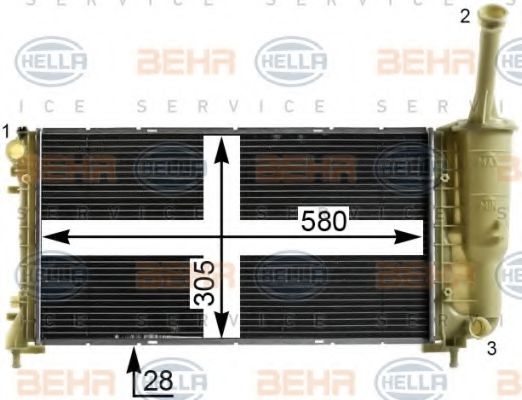 8MK 376 900-274 BEHR+HELLA+SERVICE Radiator, engine cooling