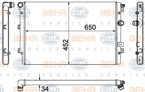 8MK 376 901-021 BEHR+HELLA+SERVICE Radiator, engine cooling