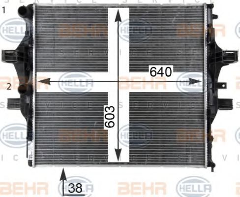 8MK 376 903-611 BEHR+HELLA+SERVICE Radiator, engine cooling
