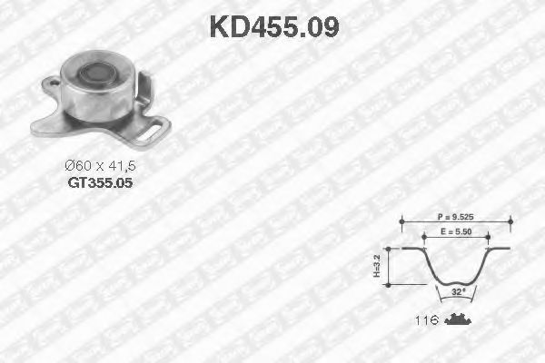KD455.09 SNR Ременный привод Паразитный / Ведущий ролик, зубчатый ремень