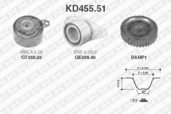 KD455.51 SNR Кривошипношатунный механизм Комплект прокладок вала, двигатель