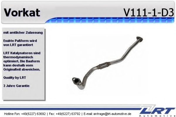 V111-1-D3 LRT Exhaust System Exhaust Pipe