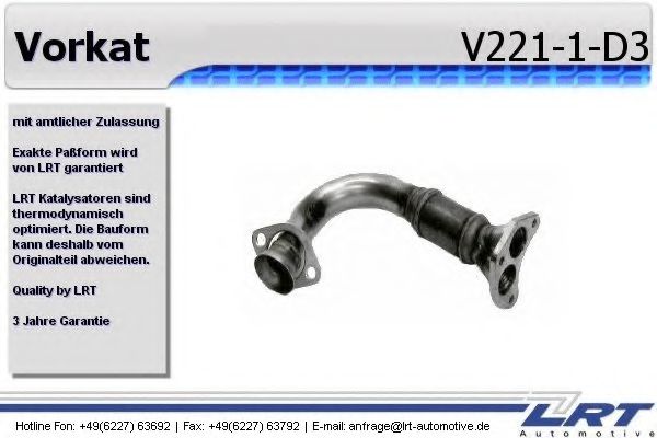 V221-1-D3 LRT Exhaust System Exhaust Pipe