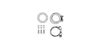 82 11 3497 HJS Exhaust System Mounting Kit, catalytic converter