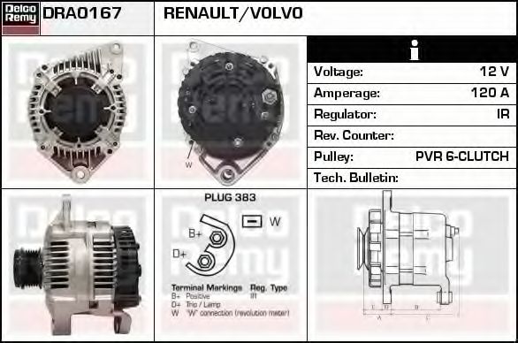 DRA0167 DELCO+REMY Generator