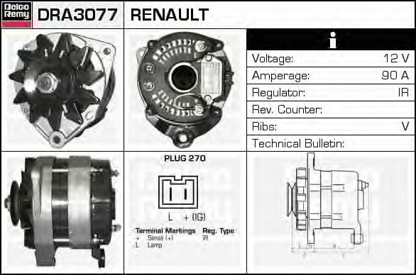 DRA3077 DELCO+REMY Generator
