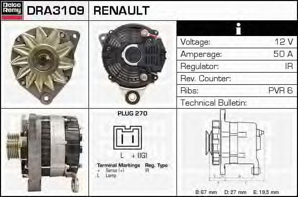 DRA3109 DELCO+REMY Generator