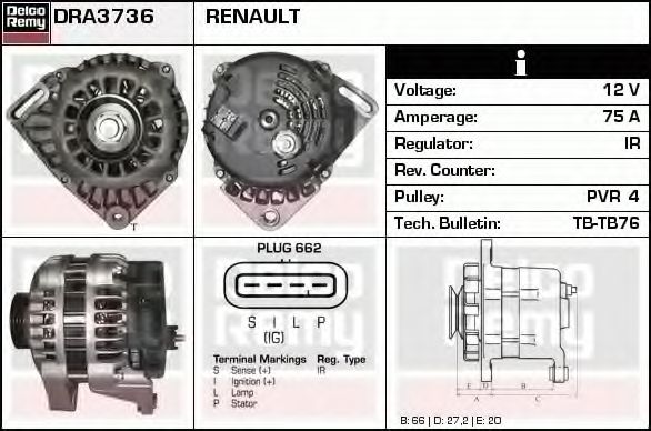 DRA3736 DELCO+REMY Generator