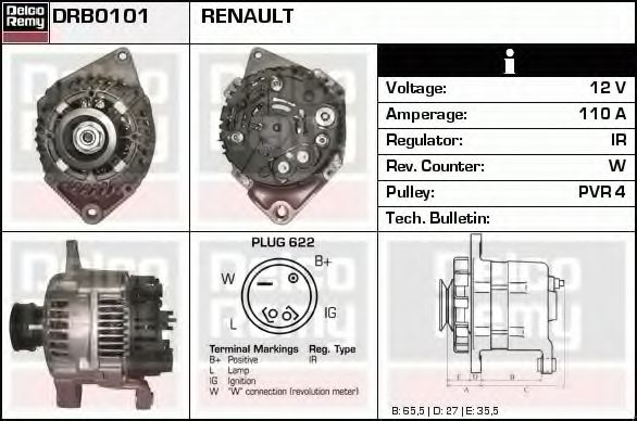 DRB0101 DELCO+REMY Generator