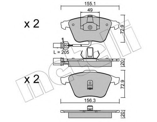 22-0549-0 METELLI Brake Pad Set, disc brake