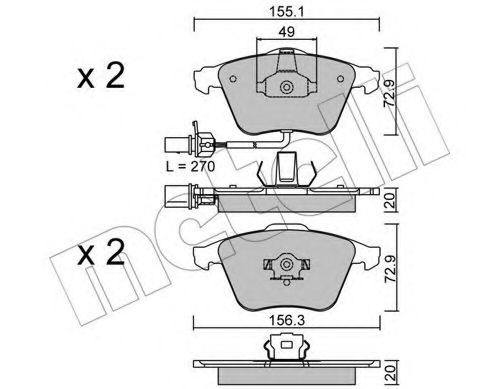 22-0549-1 METELLI Brake Pad Set, disc brake
