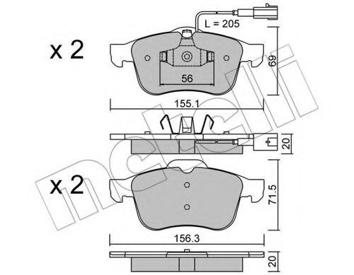 22-0703-0 METELLI Brake Pad Set, disc brake