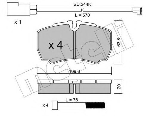 22-0604-2K METELLI Brake System Brake Pad Set, disc brake