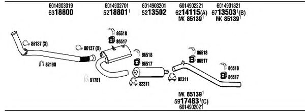 MB82008B WALKER Exhaust System Exhaust System