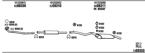 VW20444 WALKER Exhaust System Exhaust System
