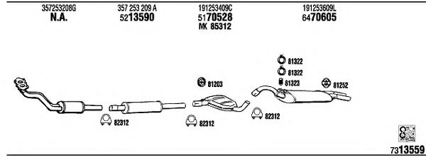 VW20464 WALKER Exhaust System Exhaust System
