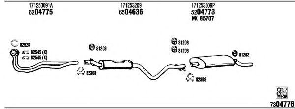 VW20487 WALKER Exhaust System Exhaust System