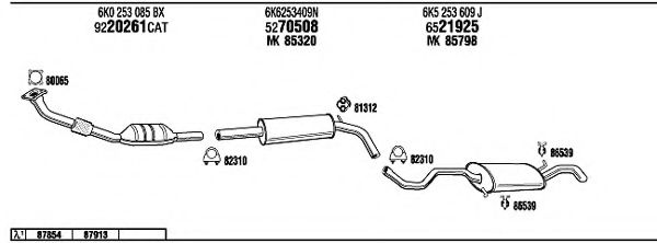 VW20542 WALKER Exhaust System Exhaust System