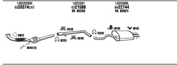 VW20661 WALKER Exhaust System Exhaust System
