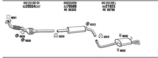 VW20704 WALKER Exhaust System Exhaust System