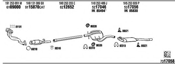 VW25029 WALKER Exhaust System Exhaust System