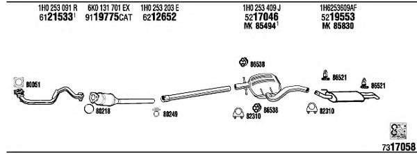 VW36128 WALKER Exhaust System Exhaust System