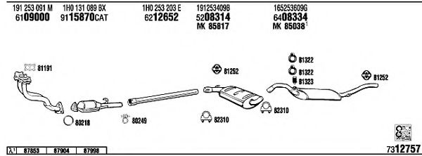 VW40172 WALKER Exhaust System Exhaust System