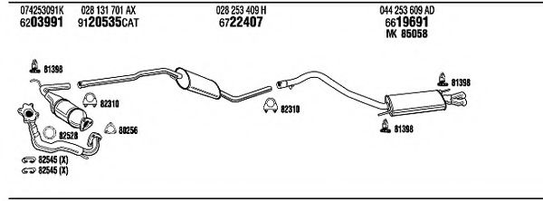 VW72291 WALKER Exhaust System Exhaust System