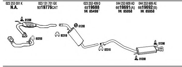 VW72296 WALKER Exhaust System Exhaust System