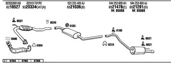 VW72297 WALKER Exhaust System Exhaust System