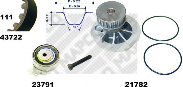 41722/1 MAPCO Water Pump & Timing Belt Kit